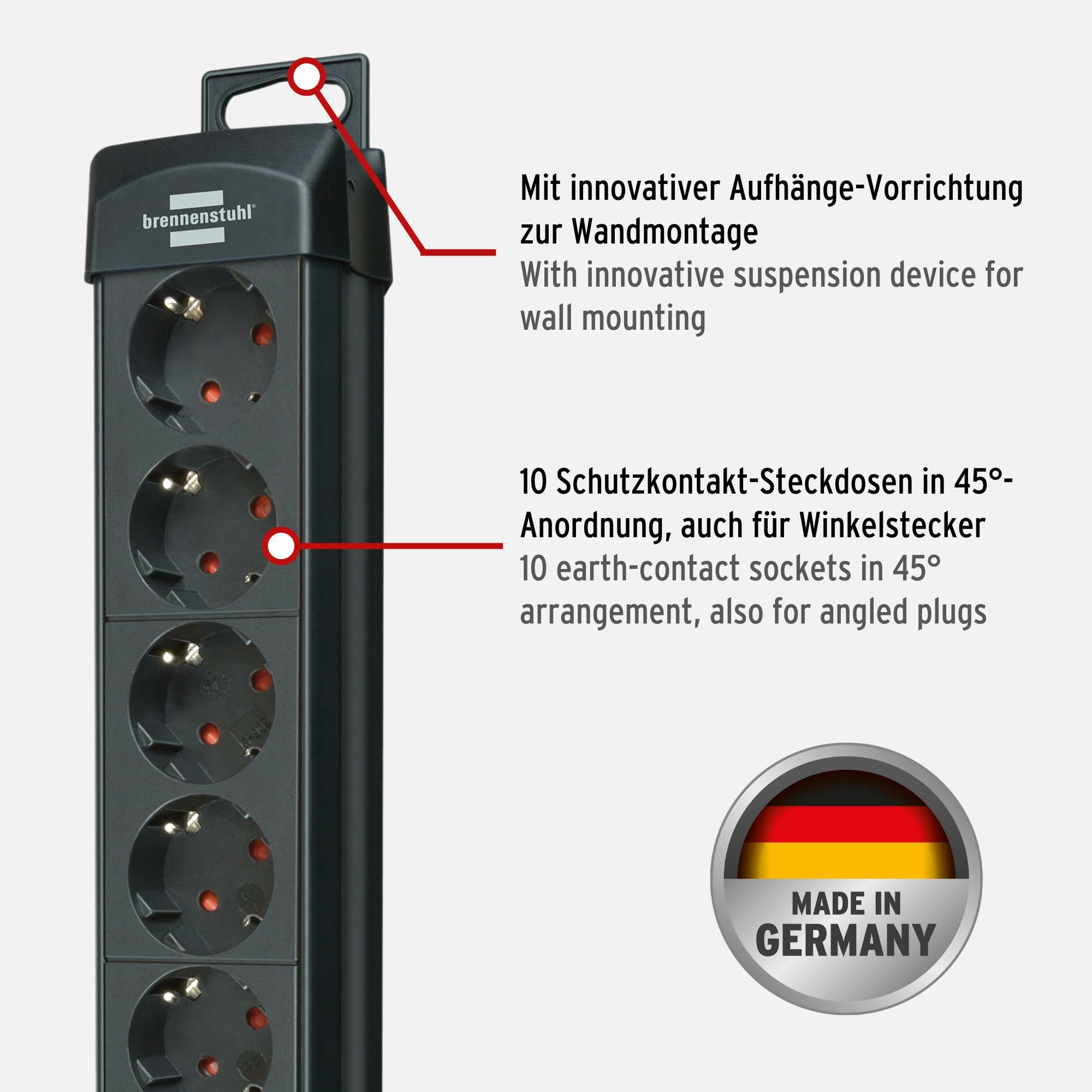 Bloc multiprise Premium 10 empl. H05VV-F3G1,5 3m brennenstuhl 1 PCS - 9