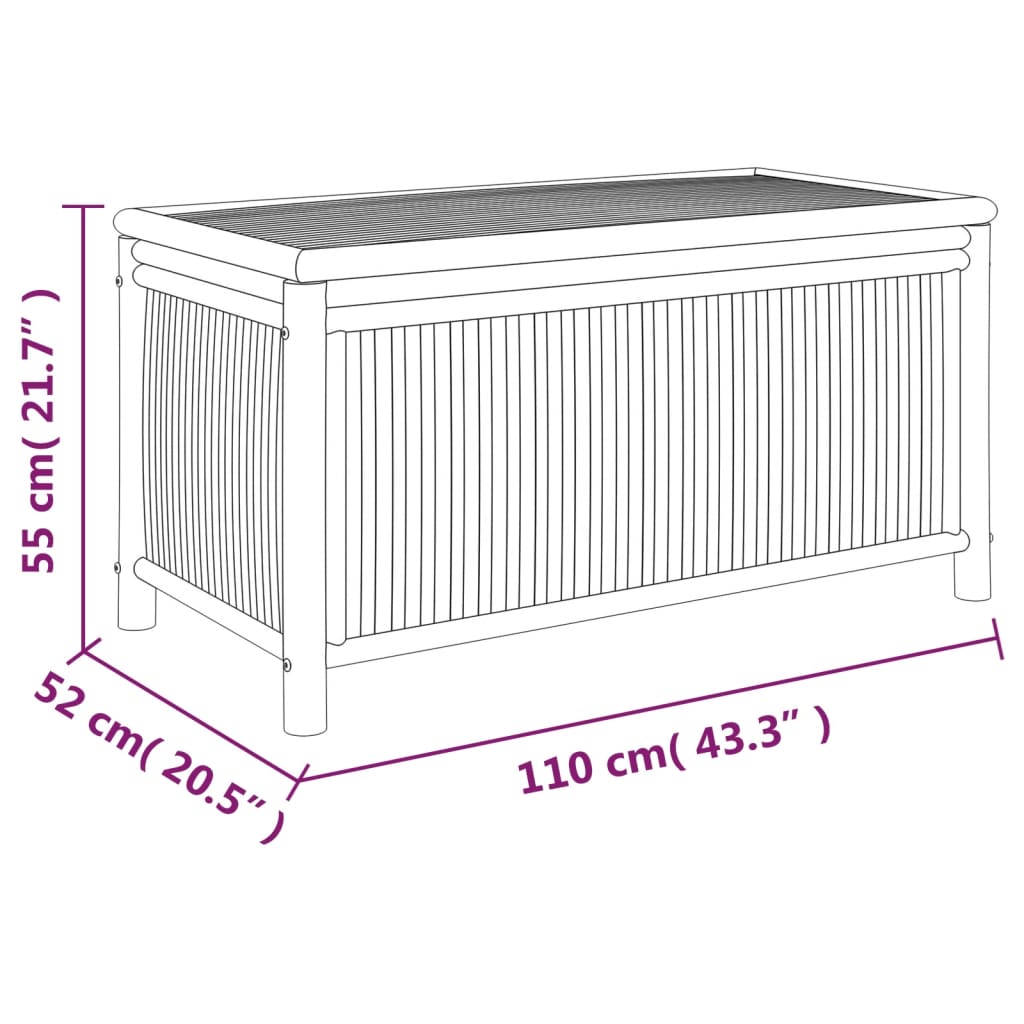 Boîte de rangement de jardin | Coffre de rangement 110x52x55 cm Bambou CFW155683 - 8