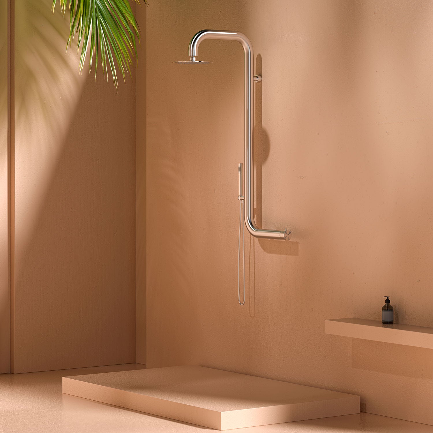 Sined - Douche Extérieure Avec Douchette En Cuivre - Eau Froide Et Chaude