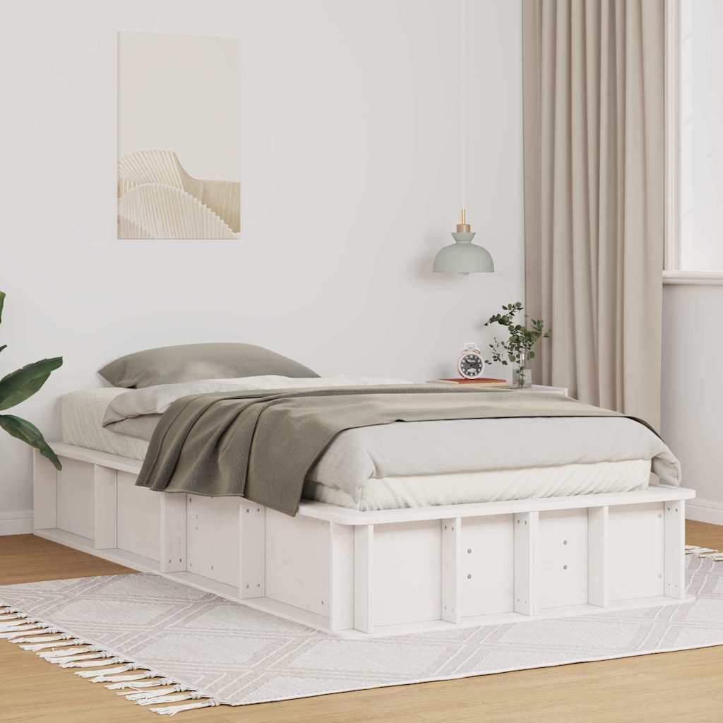 Ramka łóżka Biały 90 x 190 cm Lite drewno sosnowe vidaXL