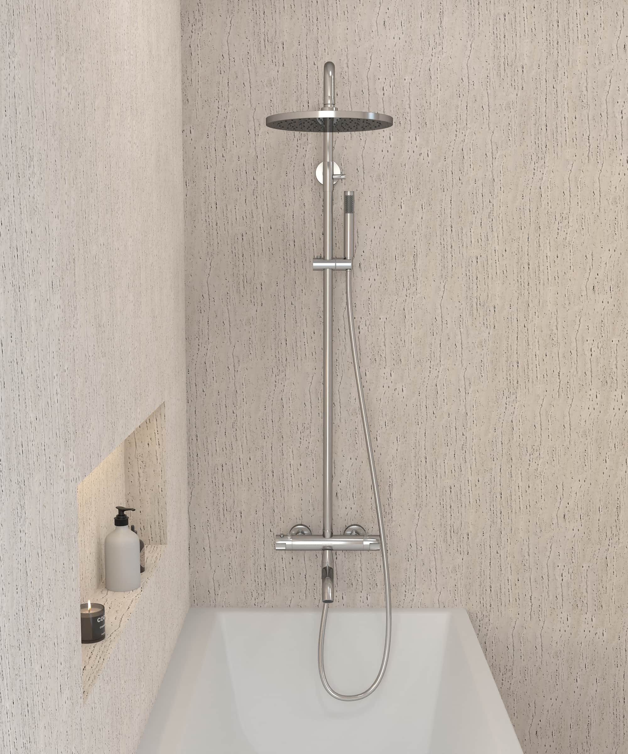 Colonne bain douche thermostatique chromé avec sécurité anti-brûlures - Corbeau - 2