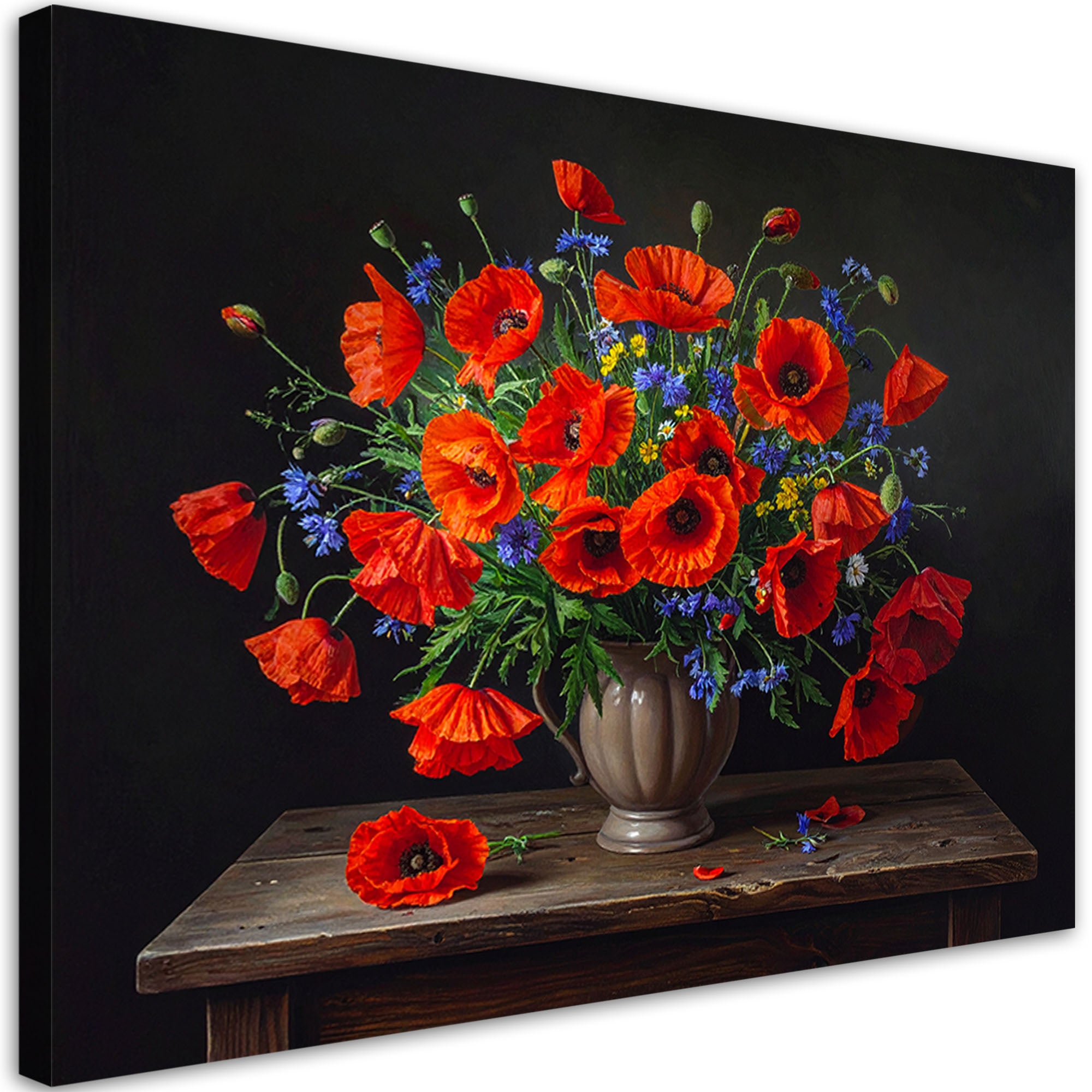 Obraz do salonu sypialni, Czerwone maki bukiet kwiatów w wazonie 60x40