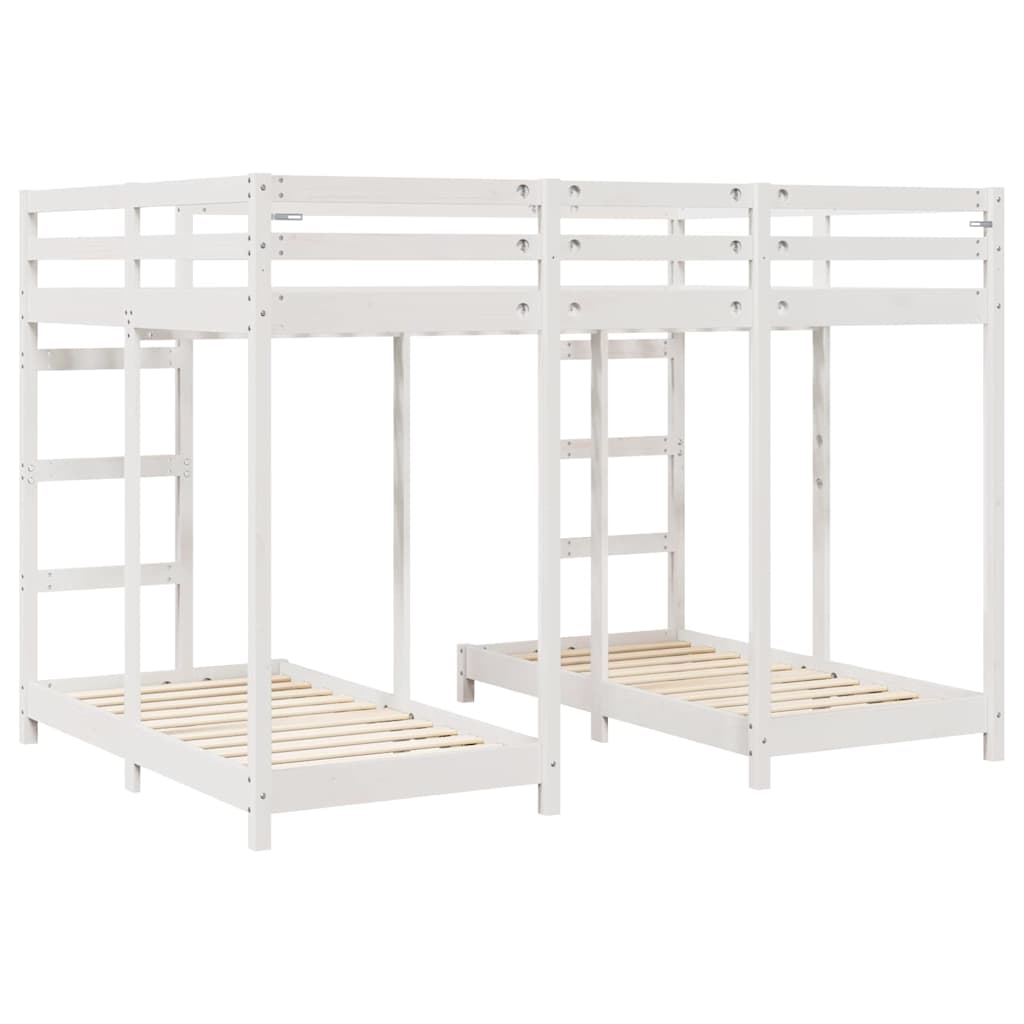 Cadre de lit superposé triple, blanc, en pin massif, 140 × 200 cm - 6