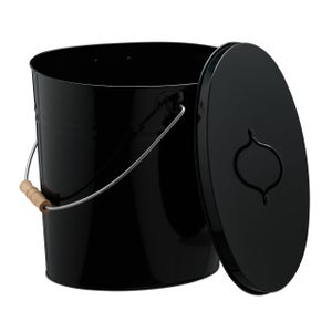 Secchio Raccoglicenere Relaxdays 12L - Con Coperchio, Grigio Acciaio, Per Camino - Foto 8