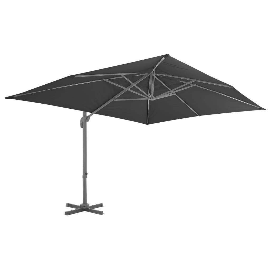 Parasol déporté avec mât en aluminium 4x3 m Noir - 3