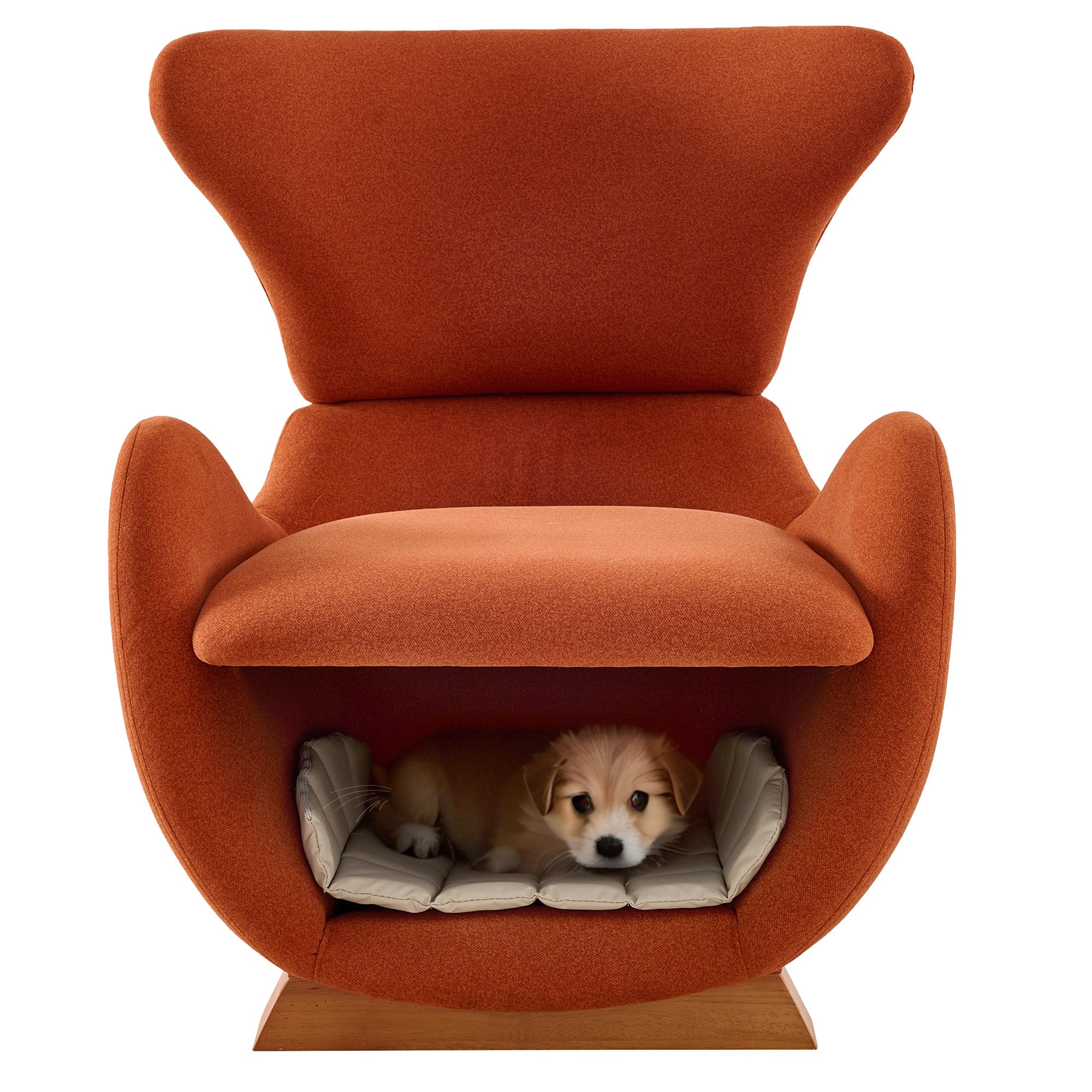 Fauteuil lounge avec 1 niche pour chat - 66 x 69 x 76 cm - Tissu anti-griffures et bois - Rouge brique - 10