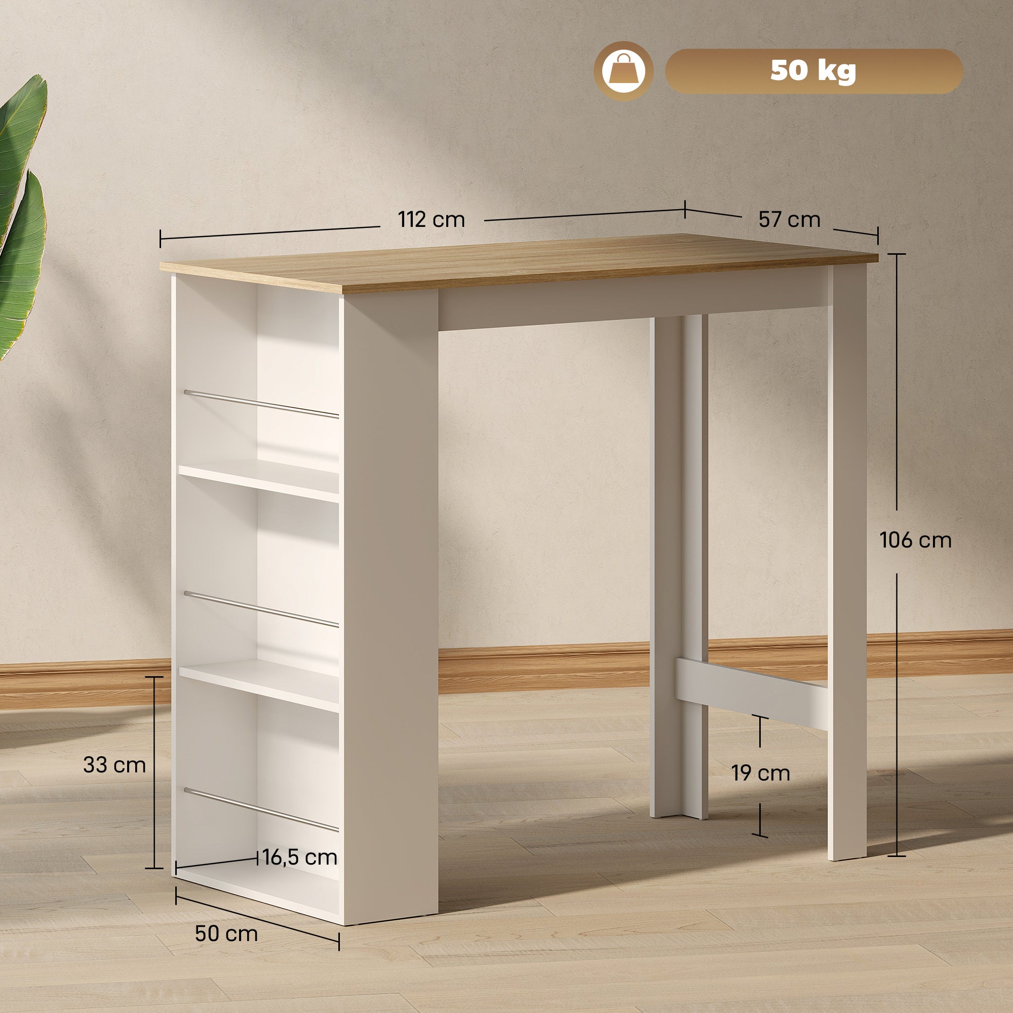 Table de bar Panneaux de particules HOMCOM - 3