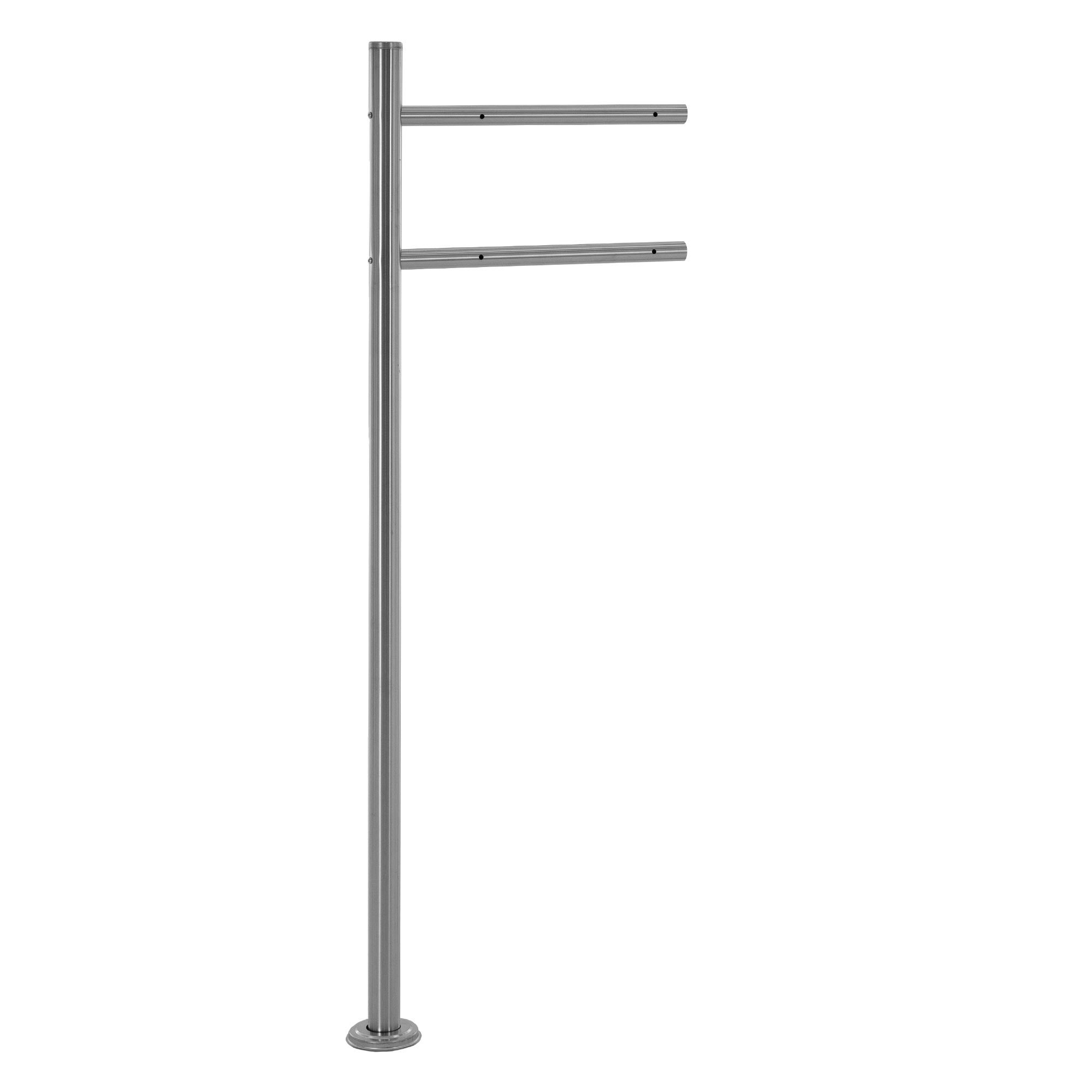 ML-Design Stojak na skrzynki pocztowe wykonany z malowanej proszkowo stali nierdzewnej w kolorze srebrnym wysokosc 120 cm okragly samodzielnie stojacy