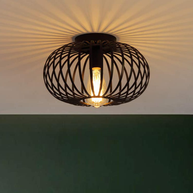 Lampa sufitowa industrialna, półwpuszczany żyrandol z metalową klatką, nowoczesna lampa sufitowa do korytarza, salonu, kuchni, wejścia, gospodarstwa