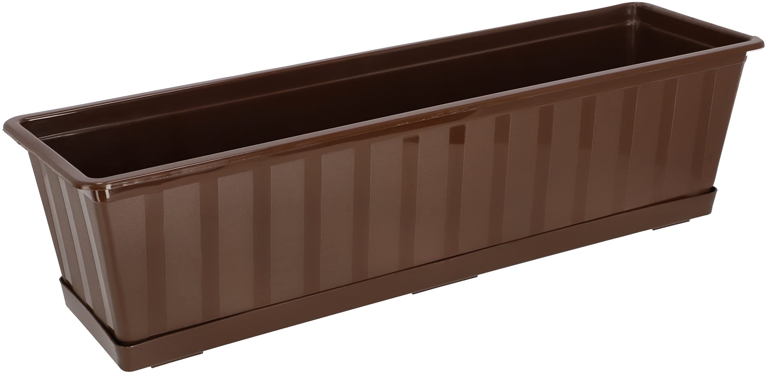 Fioriera da Esterno - PVC - 60 x 18 x 14 cm - Marrone - Vaso Rettangolare con Sottovaso - Vasi Per Piante da Esterno - Fioriere da Bal KOTARBAU - 9