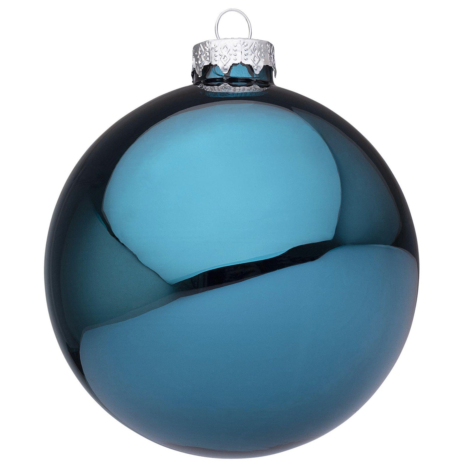 Palline In Vetro Per Albero Di Natale Palline per albero di Natale in vetro decorate color Ottanio Lucido / 6