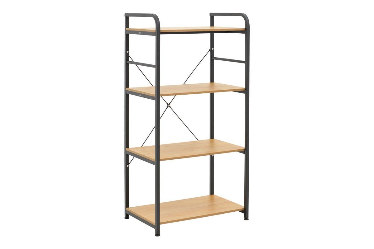 Półka kuchenna z 4 półkami - metal i drewno MDF - 60x40x120 cm - Wszechstronna półka do przechowywania, nowoczesny styl przemysłowy