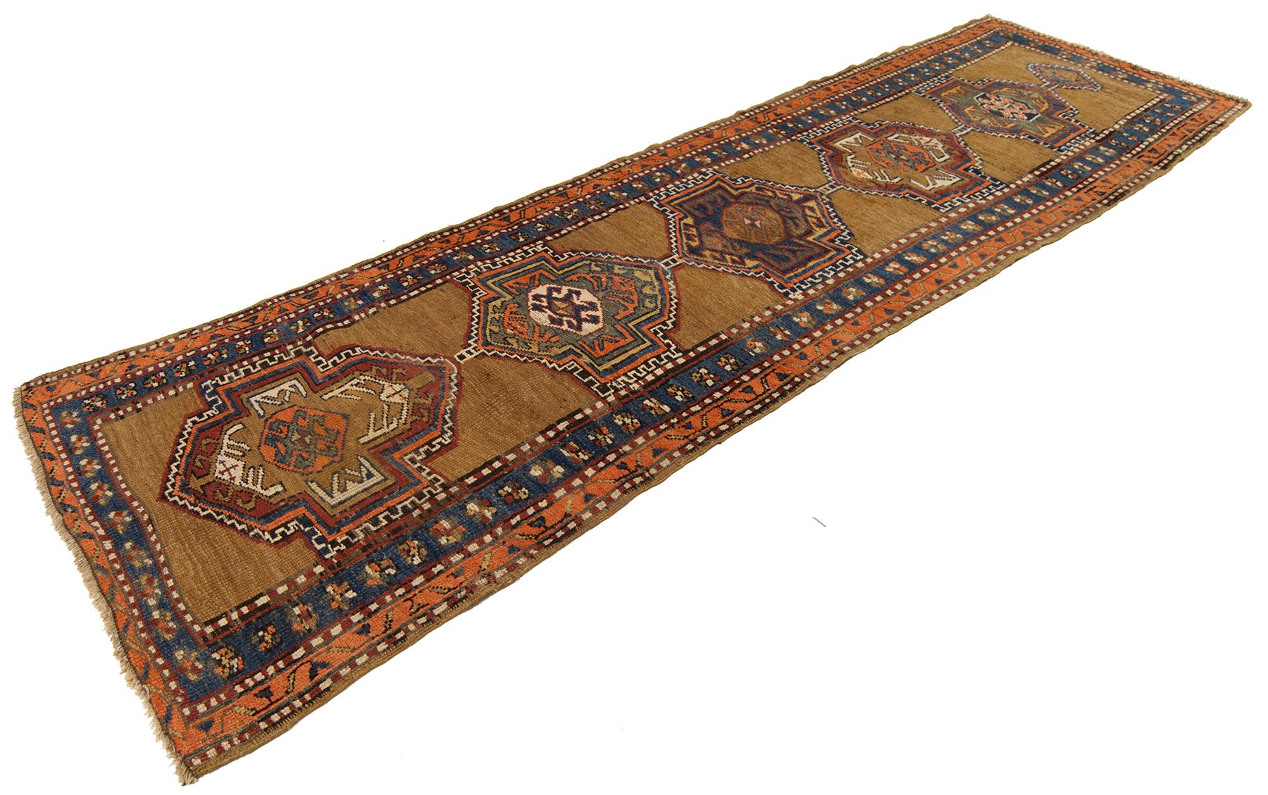 Alfombra oriental hecha a mano original, medida: 307x88 cm con certificado de autenticidad