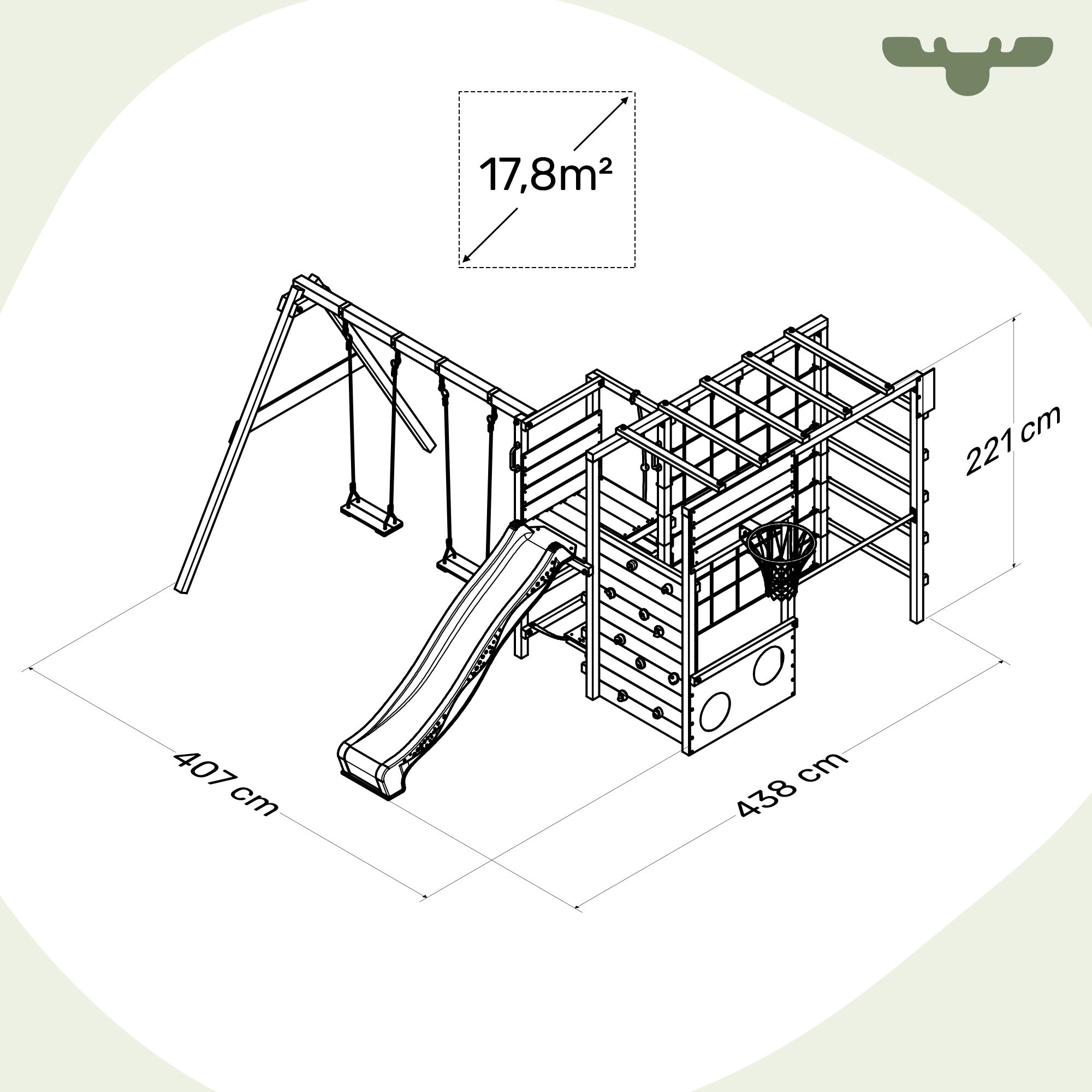 Portique En Bois Pour Jardin FATMOOSE ActionArena Air XXL - Balançoire, Toboggan, Mur D'escalade, Bac à Sable - Hauteur Plateforme 120 Cm