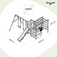 Portique En Bois Pour Jardin FATMOOSE ActionArena Air XXL - Balançoire, Toboggan, Mur D'escalade, Bac à Sable - Hauteur Plateforme 120 Cm
