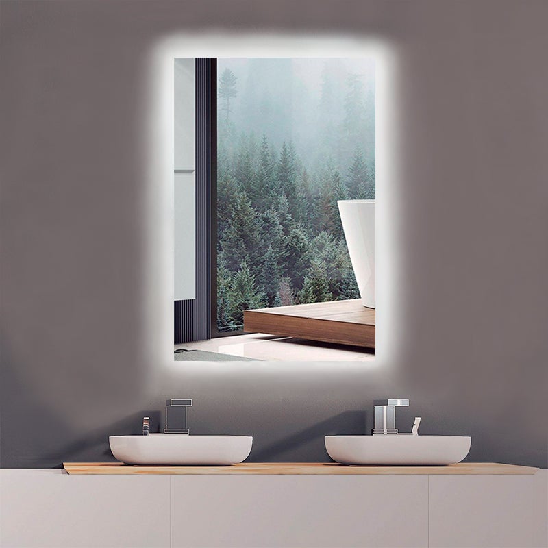 Miroir De Salle De Bain LED Ovale Avec Support Réglable - 3 Lumières (blanche, Naturelle, Chaude) - Cadre Aluminium - Installation Facile