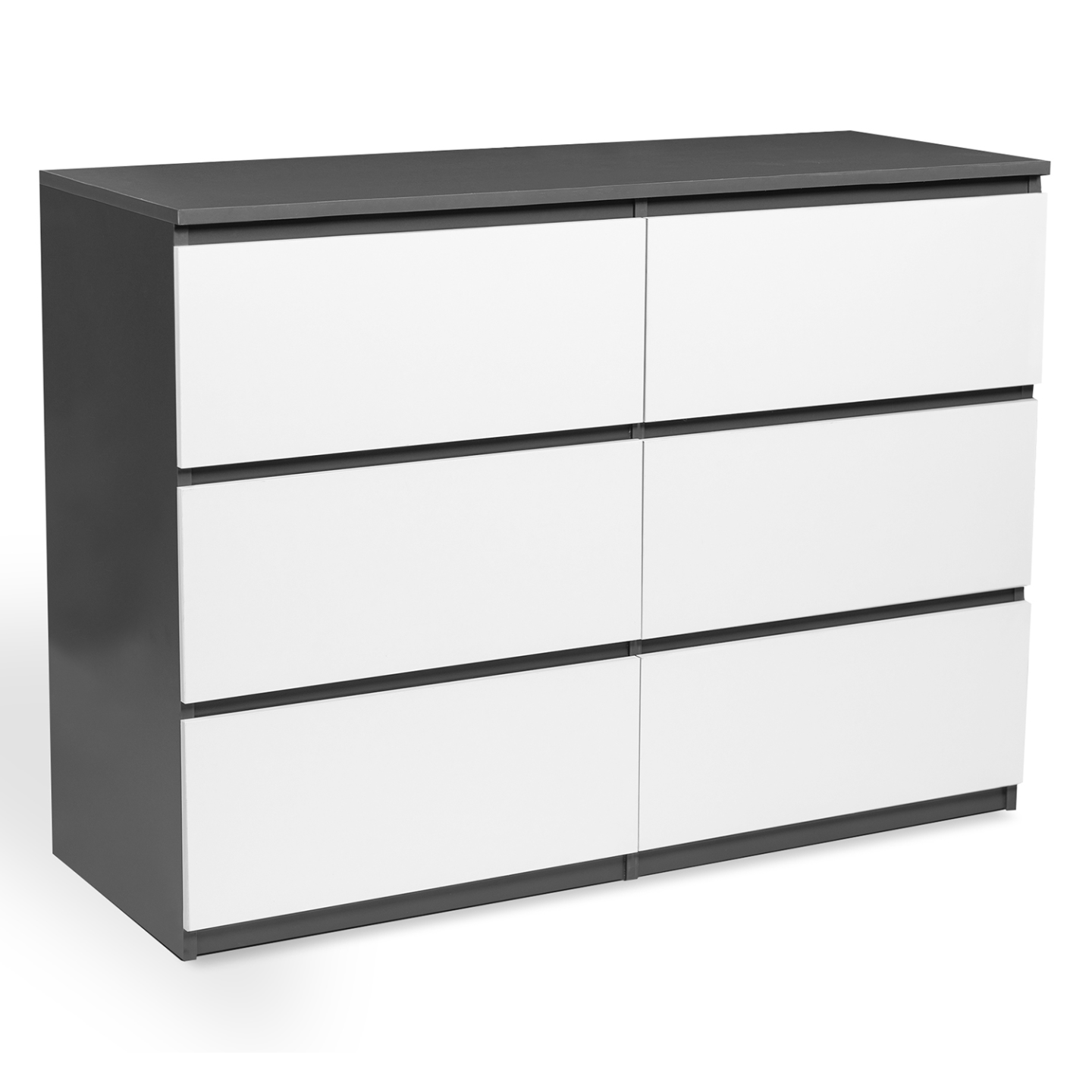 Commode 6 tiroirs TOMI 110 cm bois gris et blanc - 2