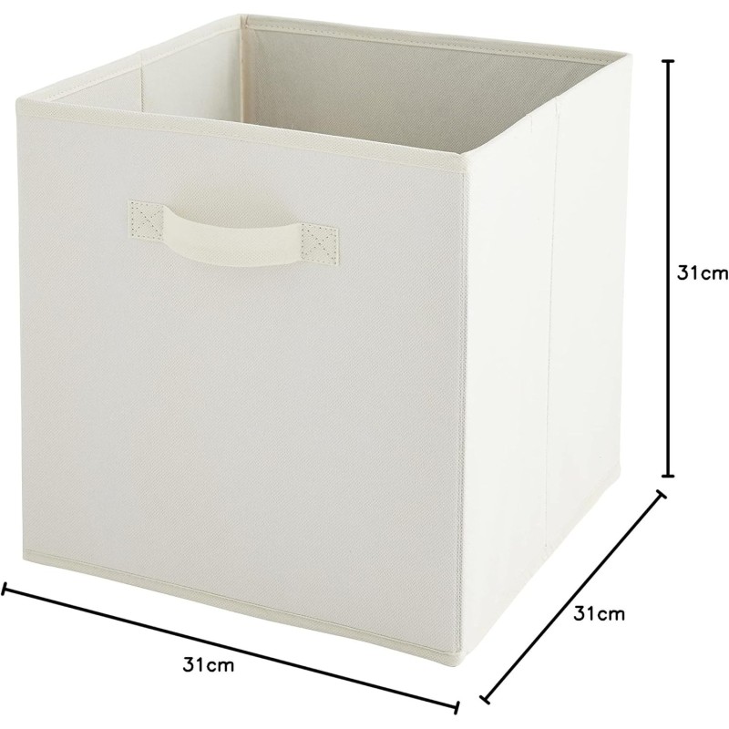 Conjunto de 6 cestos dobráveis em tecido branco 31 x 31 x 31 cm - 3