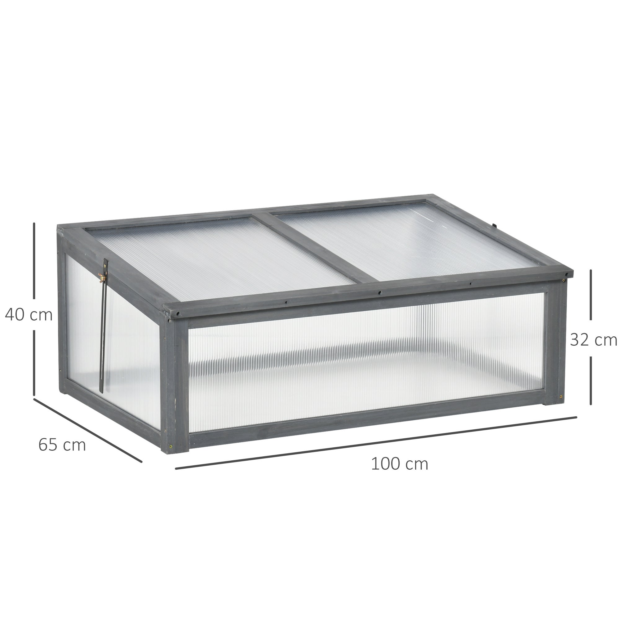 Châssis froid bois mini serre 100x65x40 cm bâche protection UV bac surélevé gris jardin extérieur - 3