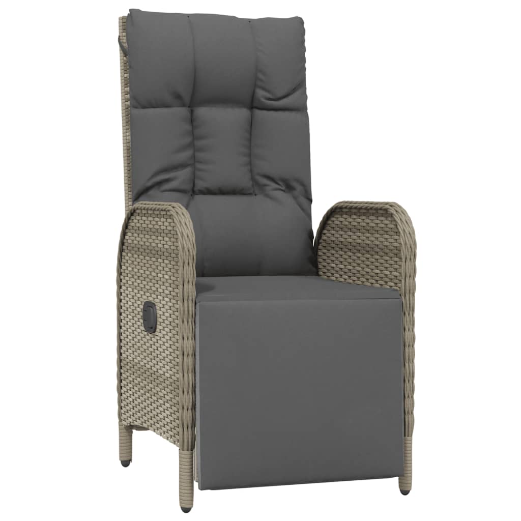 Maison Exclusive - Sedie Reclinabili da Giardino 2 pz con Tavolo Grigio Polyrattan - 5