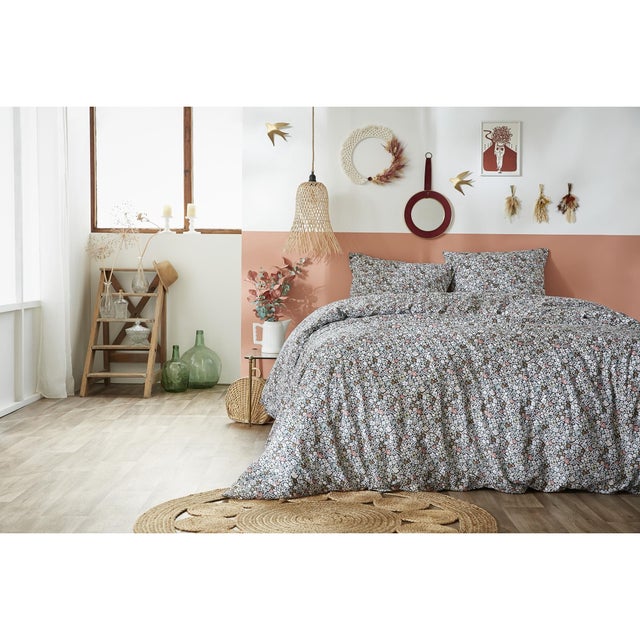 Housse de couette 240 x 220 cm + 2 taies d'oreiller - Coton 57 fils Malia