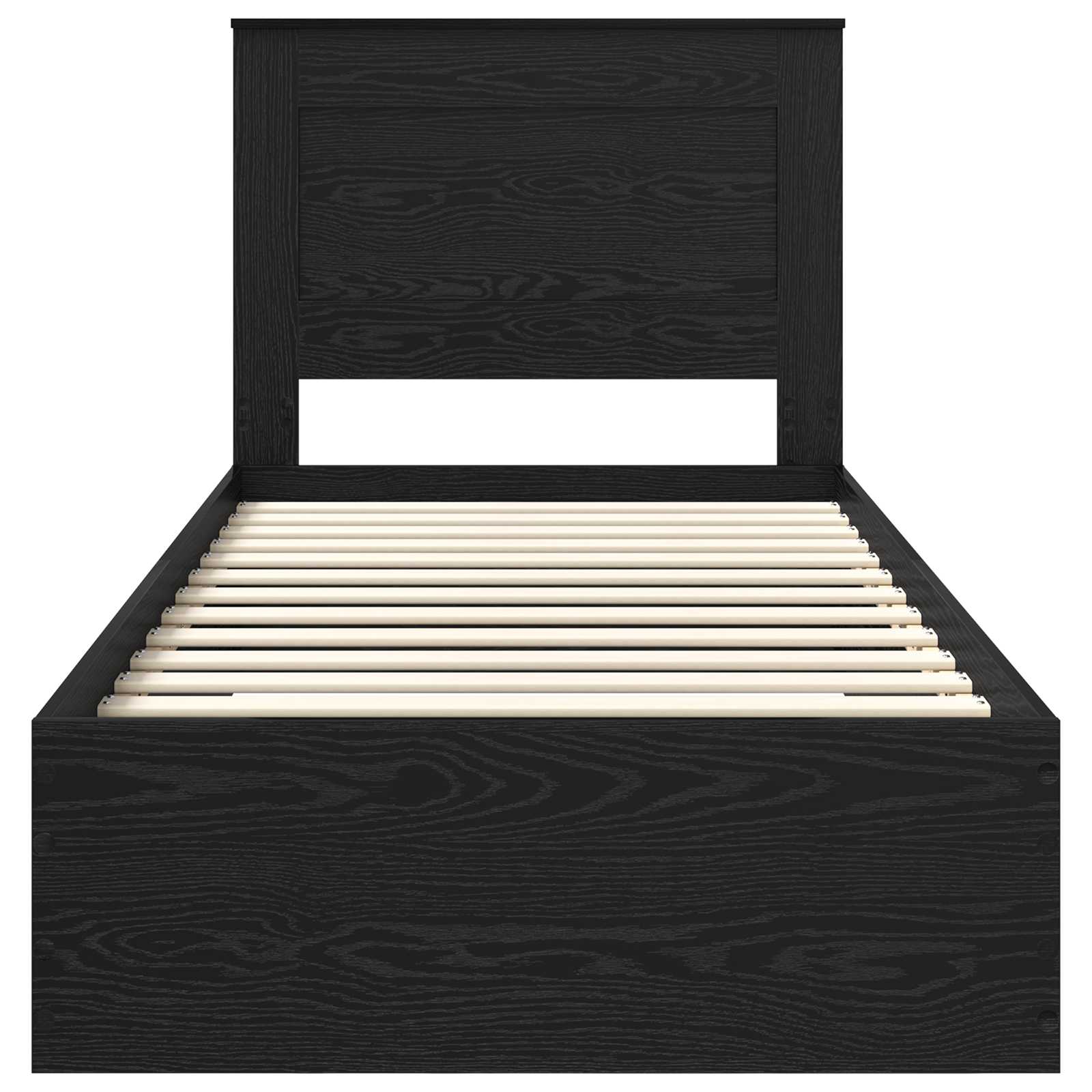 Cadre de lit chêne noir 90 x 190 cm en panneau de bois - 7