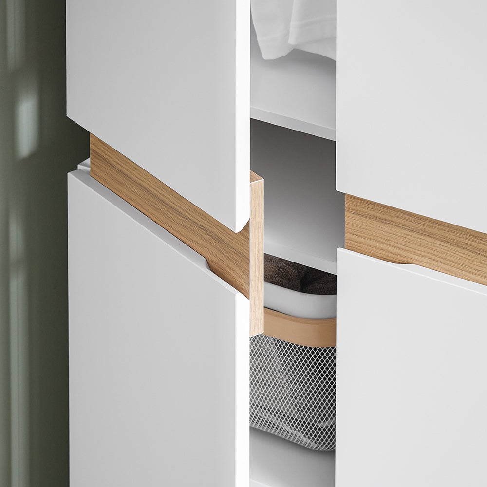 SoBuy Garde-robe Placard Armoire Dressing avec 1 Penderie, 2 Portes, 5 Compartiments, Blanc, KSB01-W - 7