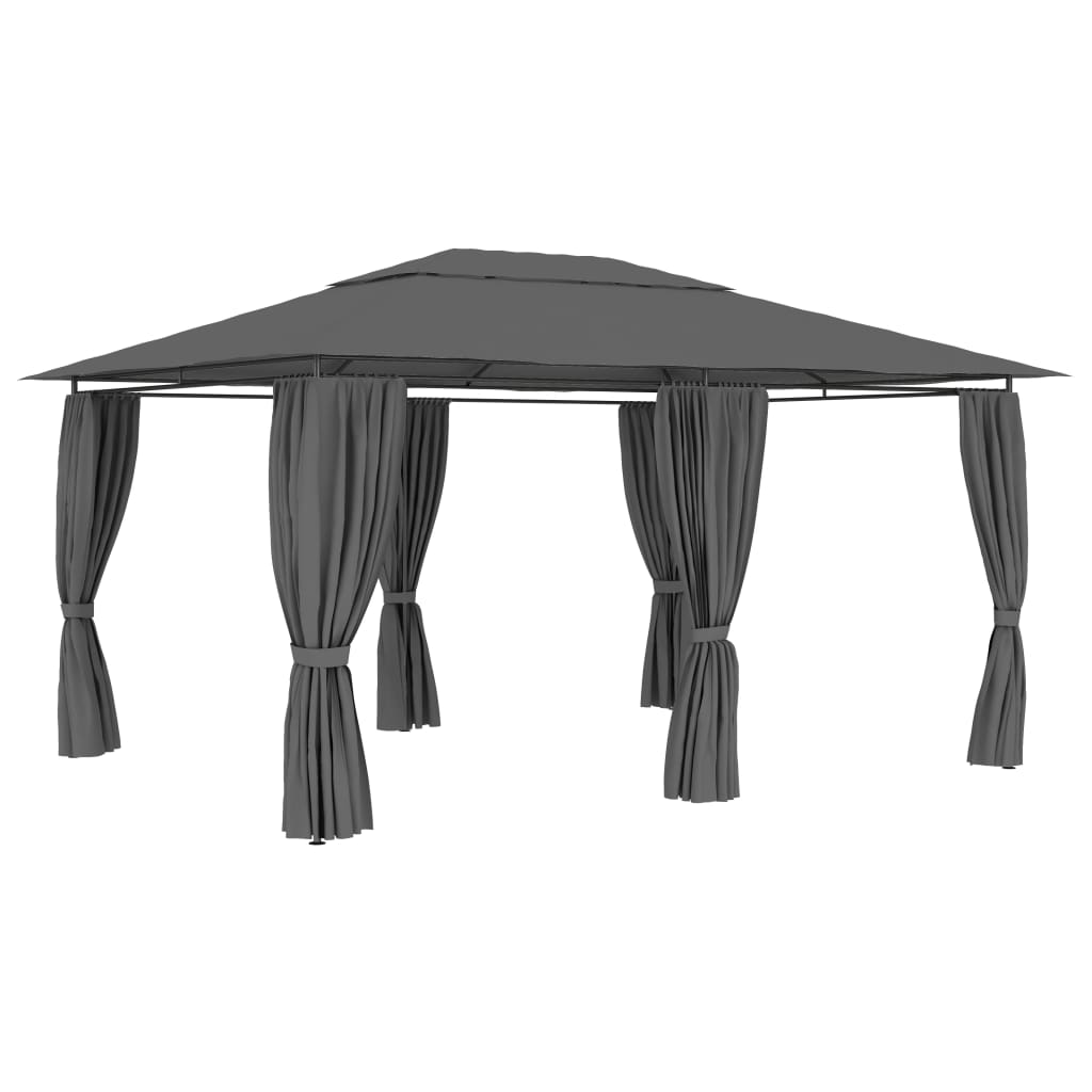 Tonnelle de jardin avec rideaux 4 x 3 m Anthracite CFW690463 - 3