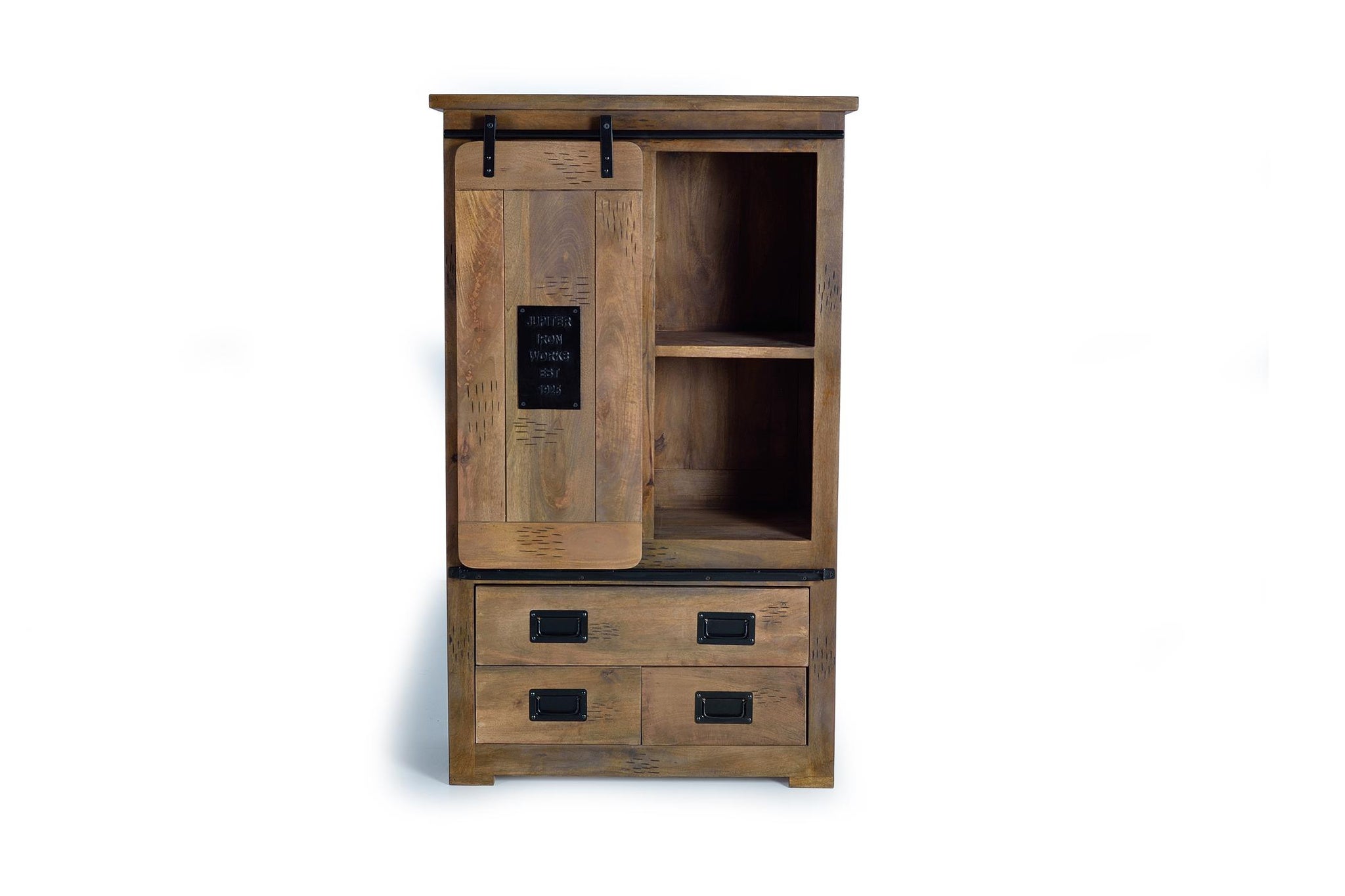 Szafka z drewna mango 90 cm w stylu industrialnym - 150x90x45 GYC