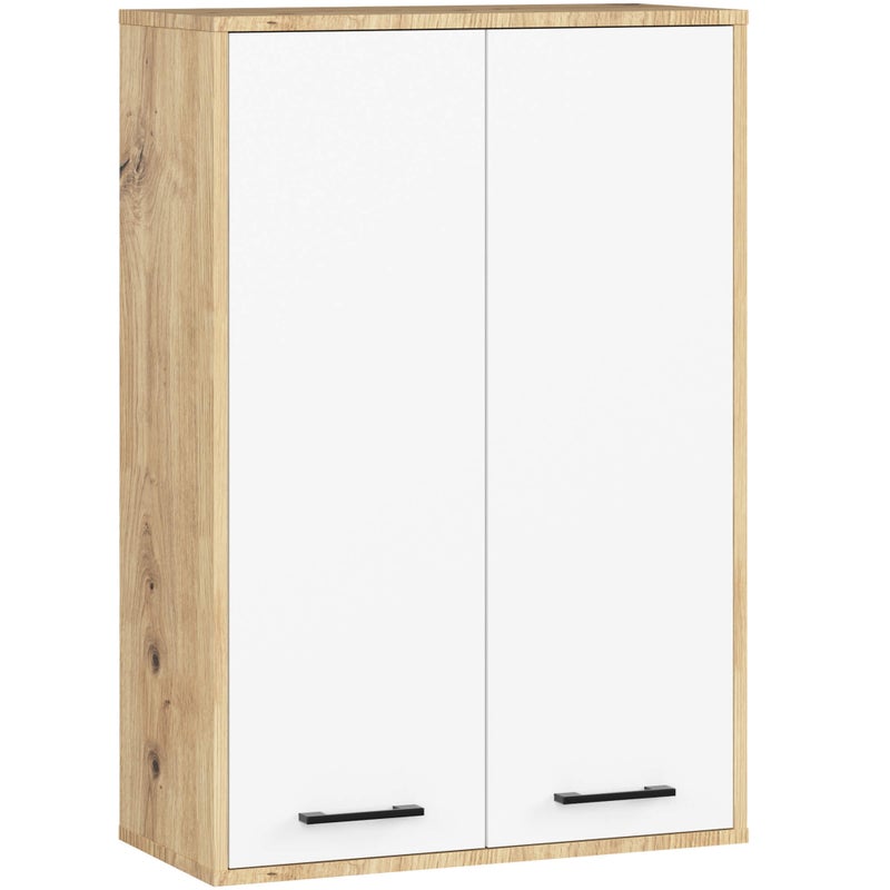 Szafka łazienkowa wisząca AKORD FIN Dąb Artisan, Biała 64 cm 2 drzwi 64x30x94 cm