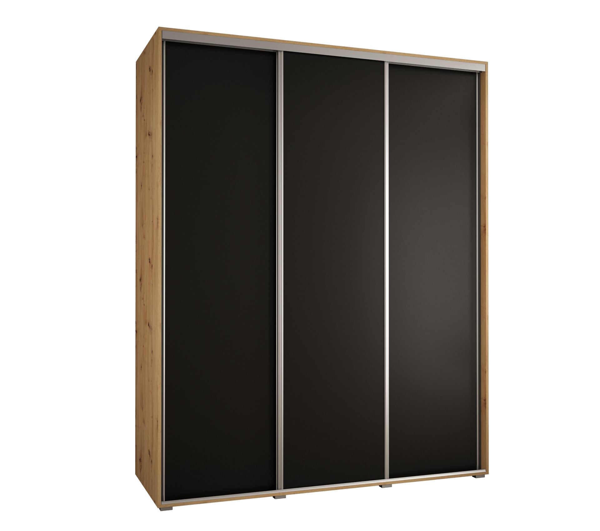 Szafa przesuwna wysoka Davos 1 190 x 60 x 235,2 cm artisan + czarmy + u. srebrny - Abiks Meble