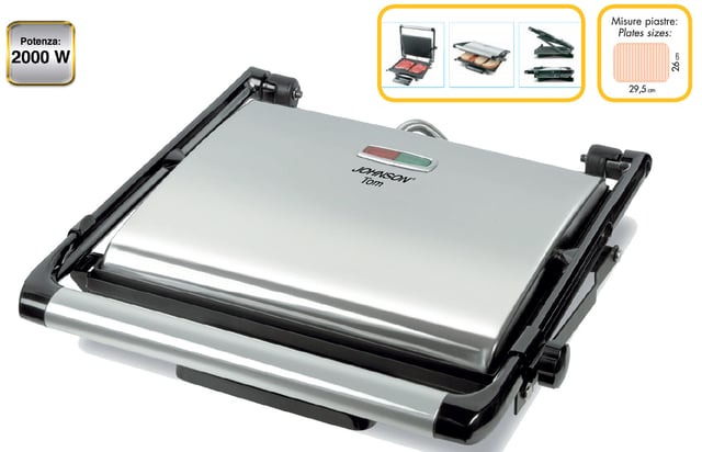 JOHNSON TOM BISTECCHIERA ELETTRICA BARBECUE PIASTRE ANTIADERENTI 2000W.