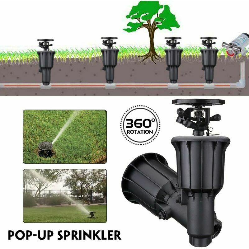 Tête d'arrosage escamotable rotative automatique pour jardins et pelouses extérieures, tête d'arrosage géogrille divisée 4/6 - 2