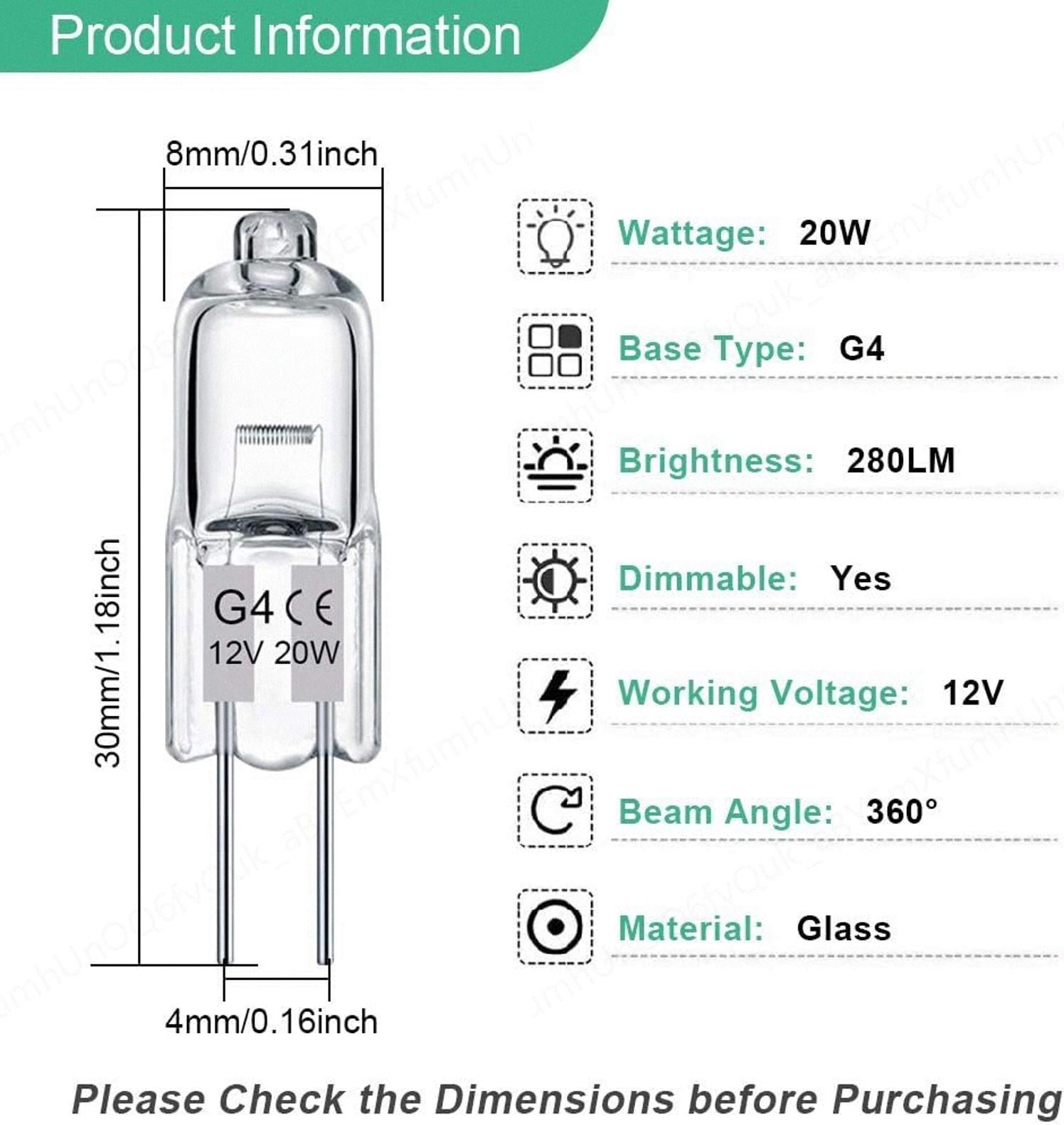 Ampoules halogènes G4 20W 12V - Lot de 10 - Basse tension - Transparentes GENERIQUE - 2