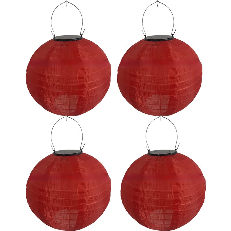 Zewnętrzne lampy solarne, lampiony solarne, zewnętrzne lampiony solarne do dekoracji podwórka, duży czerwony, 4 sztuki