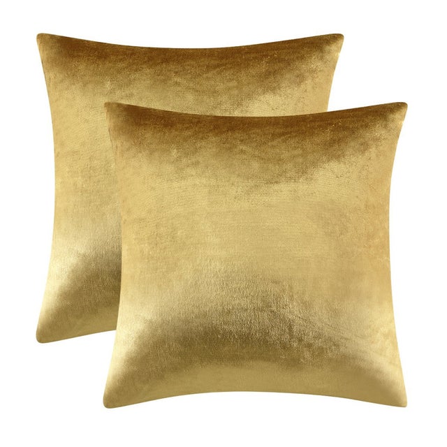 Coussin Velours Doré Luxueux 45x45cm, Housse Carrée Élégante pour Canapé et Lit - Ensemble de 2