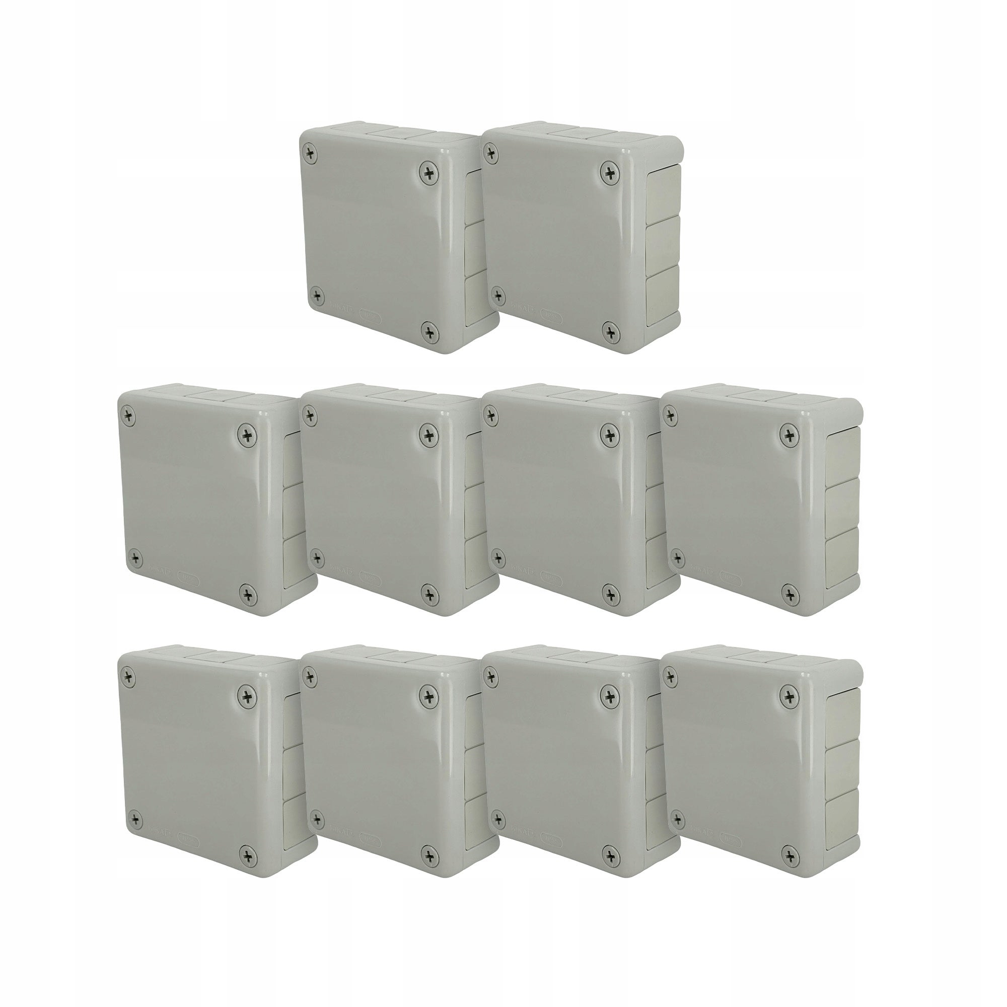 Puszka natynkowa hermetyczna 98x98x42mm 12-wlotowa, z dławikami gumowymi, IP55 zamknięcie "na wkręty", szara EDO 10 szt.