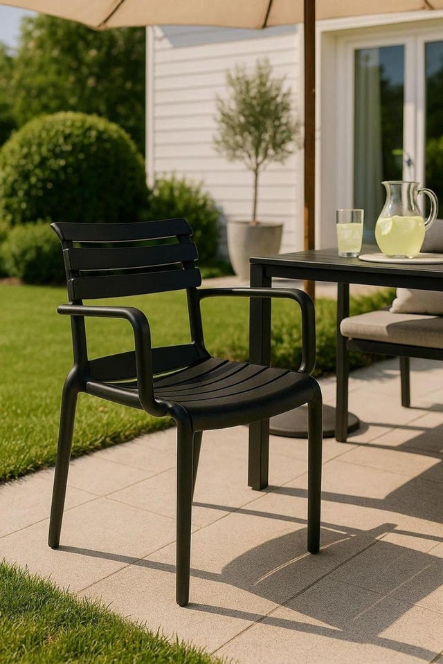 Silla Lamix con Brazos - Silla de jardín moderna y cómoda - Color Negro