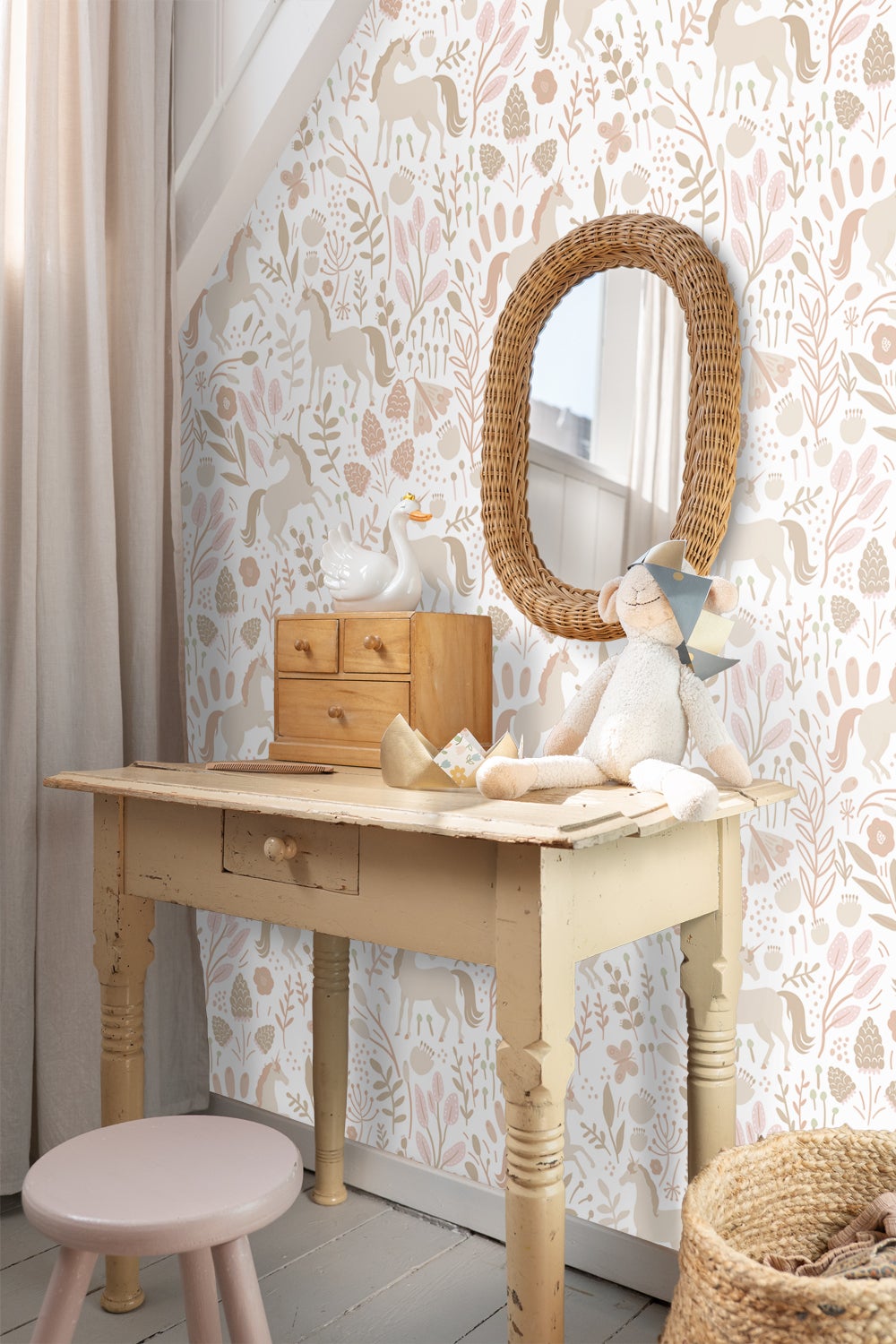 Papier peint licornes beige - 53 cm x 10.05 m - ESTAhome - 5