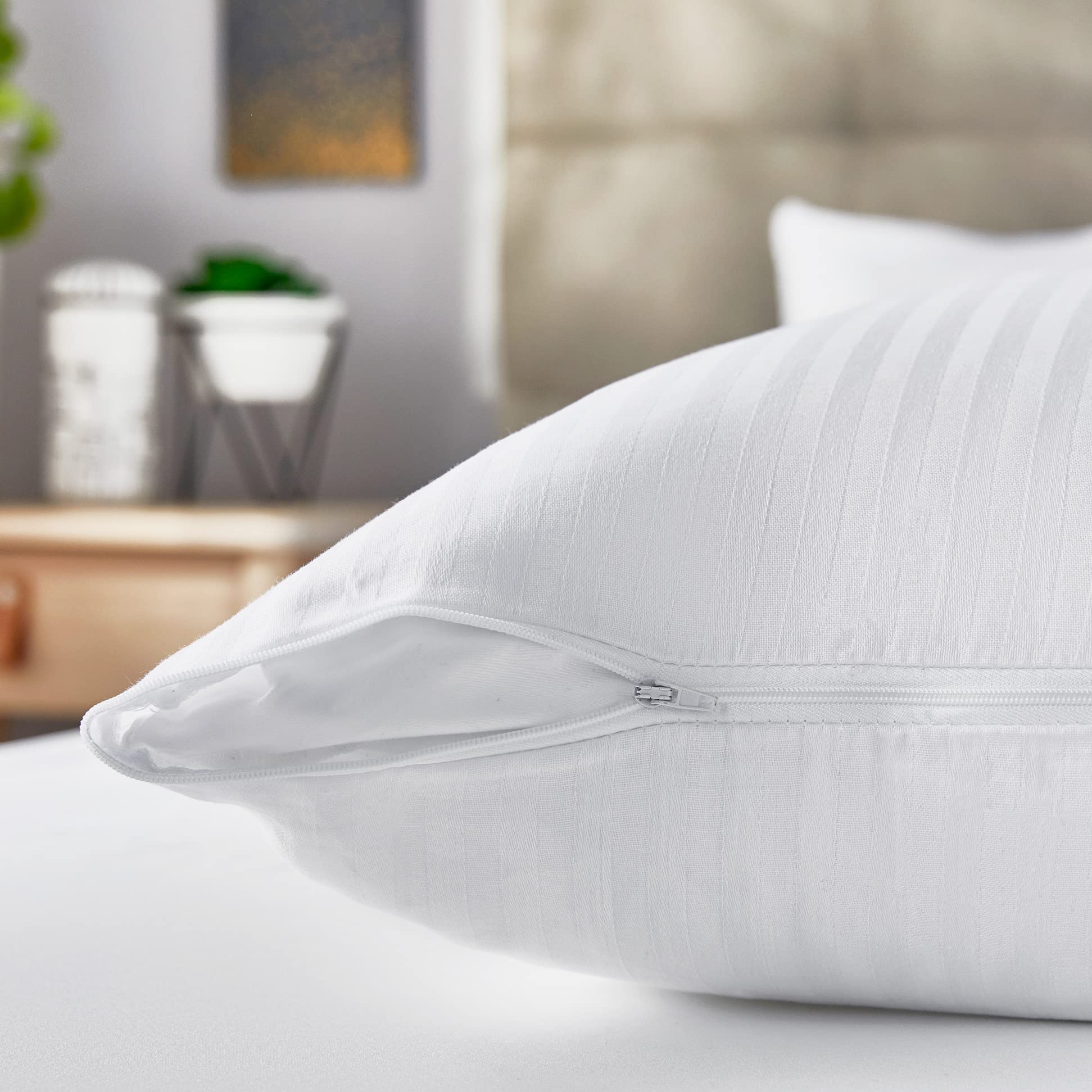 Pikolin Home - Federe Cuscino in Cotone 100% con Trattamento Anti-Restringimento, 90x40 cm, Copricuscino Letto Traspirante e Lavabile in Lavatrice, Ch - 4