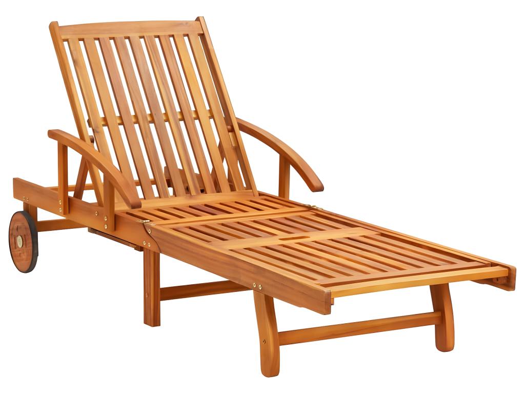Conjunto de 2 tumbonas hamacas camas de jardín muebles de terraza con cojines madera maciza de acacia 02_0012058 - 2