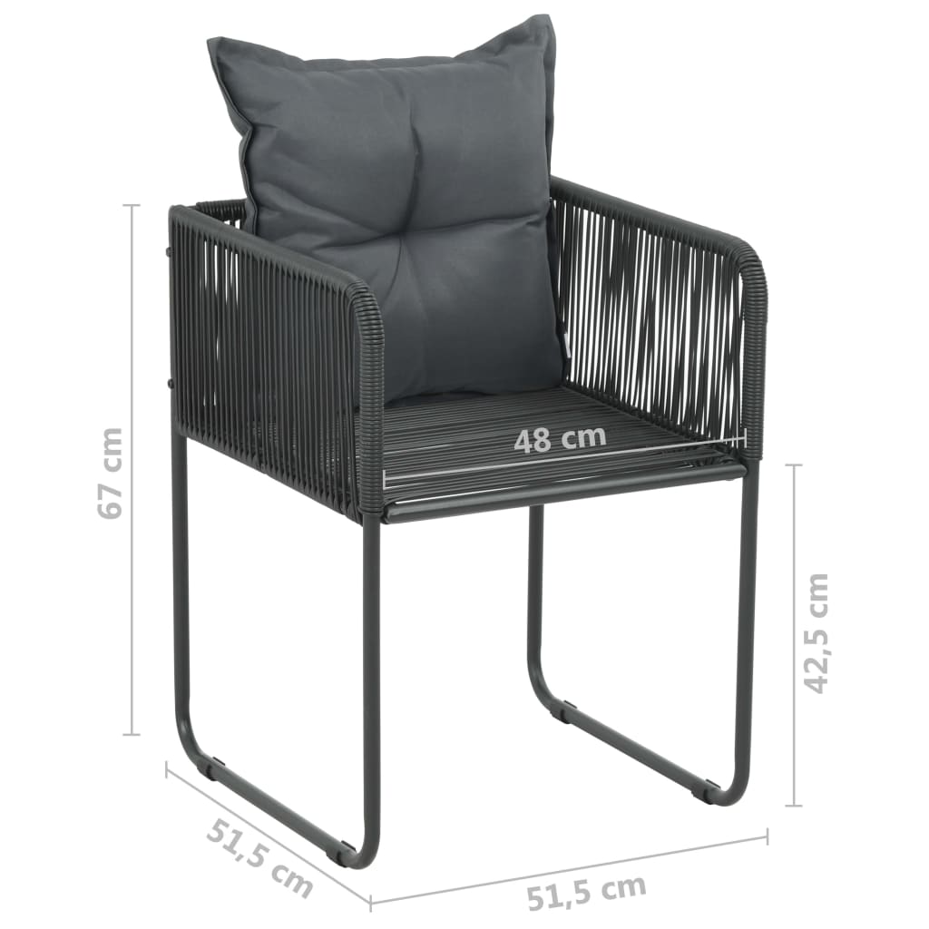 Chaises d'extérieur 6 pcs avec oreillers Résine tressée Noir - 6