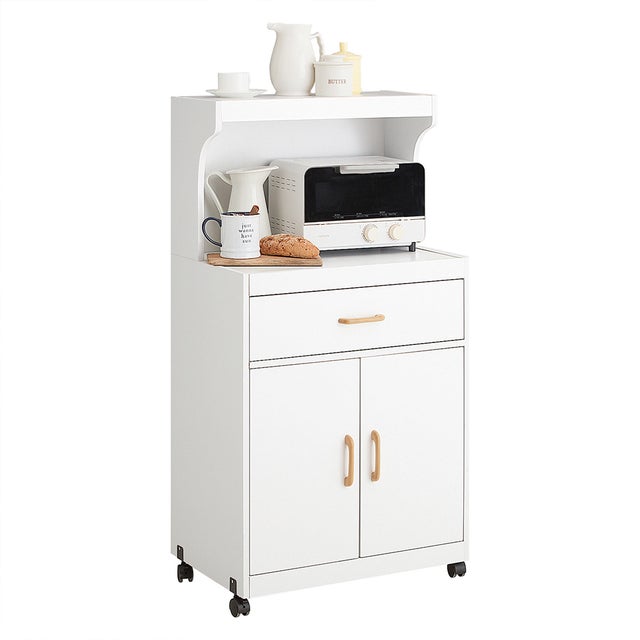 Aparador Auxiliar bajo de Cocina con 2 Puertas y 1 cajón, para microondas,L62 cm x P40 cm x H119 cm FSB12-W SoBuy ES