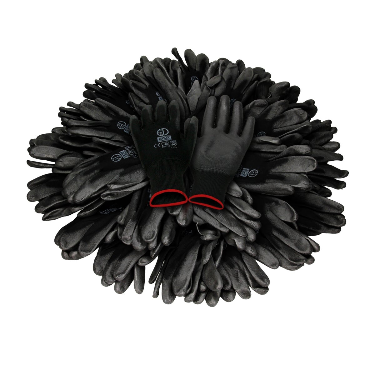 Ecd Germany 36 Paires De Gants De Travail En Pu, Taille 7-s, Couleur Noir, Gants De Mécanicien, Constructeurs, Pour Le Travail De Jardin - 4