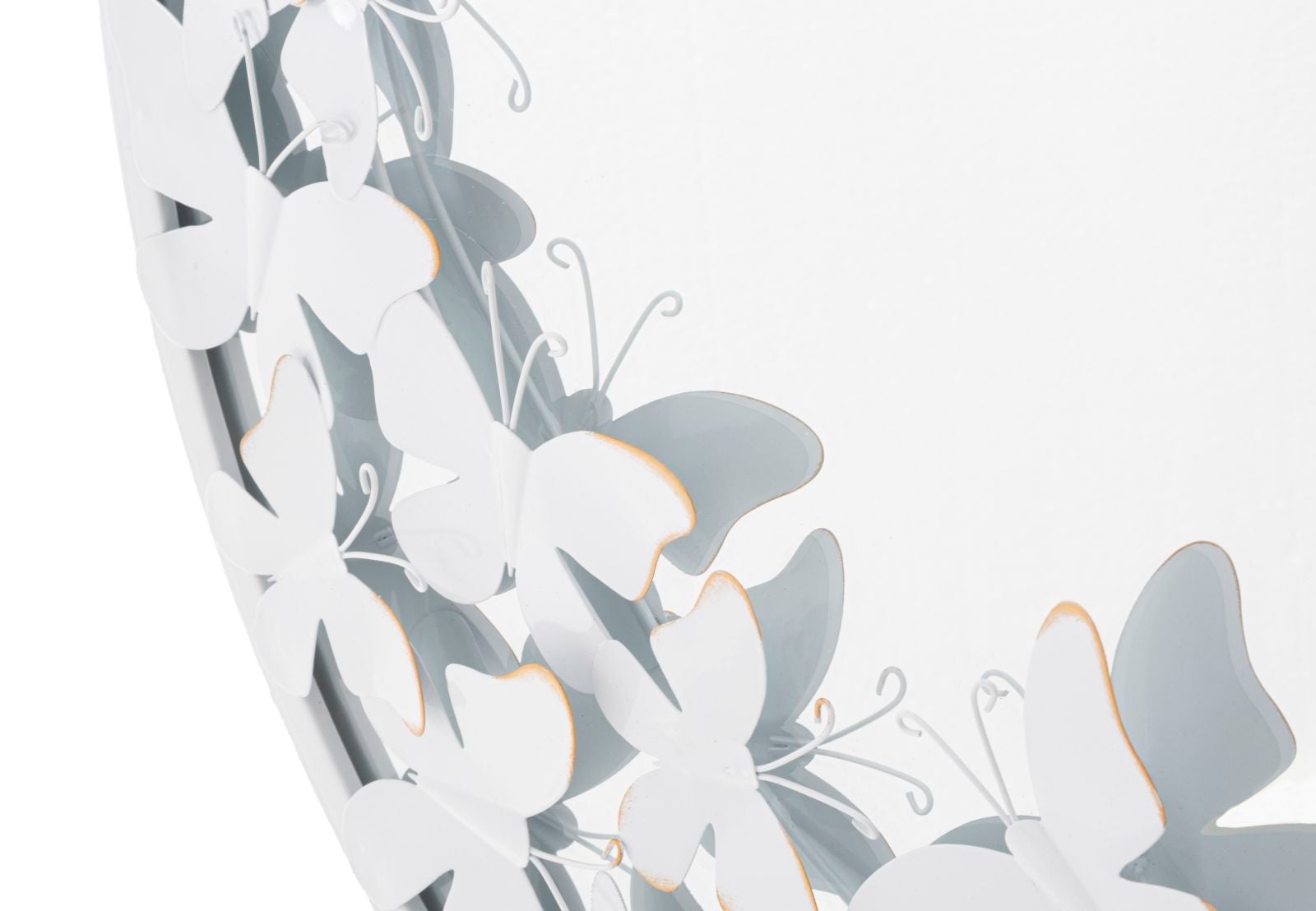Specchio da parete farfalle in metallo bianco Ø cm 62,5x2,3 - 4