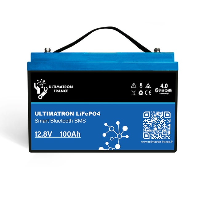 Batteria al litio Ultimatron 25,6 V 100 Ah PRO 2560 Wh LiFePO4 Smart BMS con Bluetooth