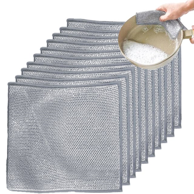KinHwa Panni in microfibra di colore nero, per la pulizia della cucina, lavabili, in microfibra, ecologici e senza pelucchi, multiuso, 20 cm x 20 cm, 10 pezzi