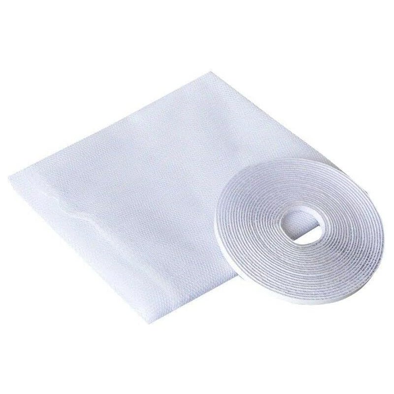 Siatka na okno DIY z taśmą klejącą, siatka na drzwi antyinsektowa i przeciw komarom, 130 x 150 cm, biała