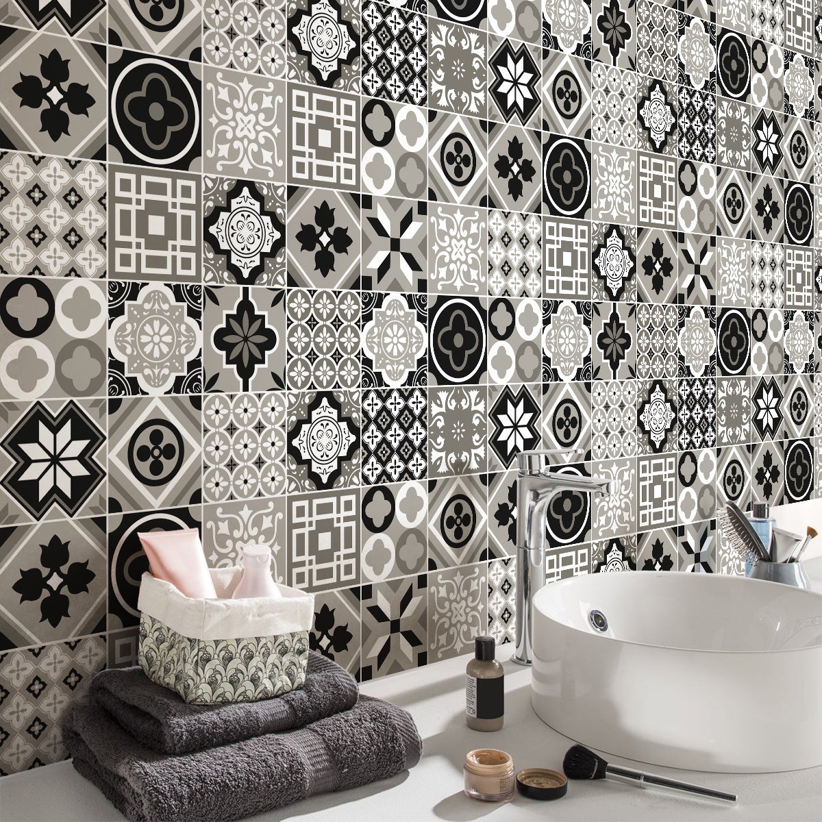 24 vinilos baldosas de cemento azulejos venessa - adhesivo de pared - revestimiento sticker mural decorativo - 24stickers15x15cm