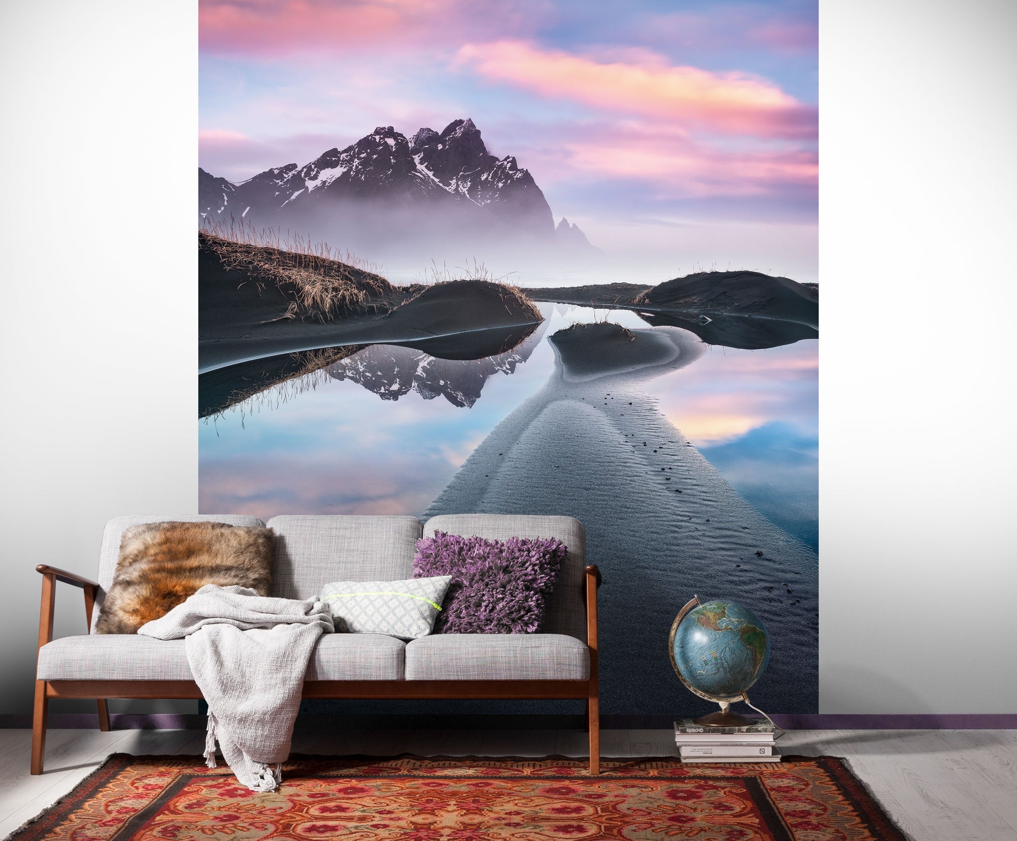 Fototapeta Góry Mgliste niebieskimIdelikatnego różu - 200 x 250 cm - SANDERS &amp; SANDERS
